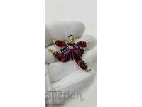 Beautiful VINTAGE brooch with enamel - clown - Europe