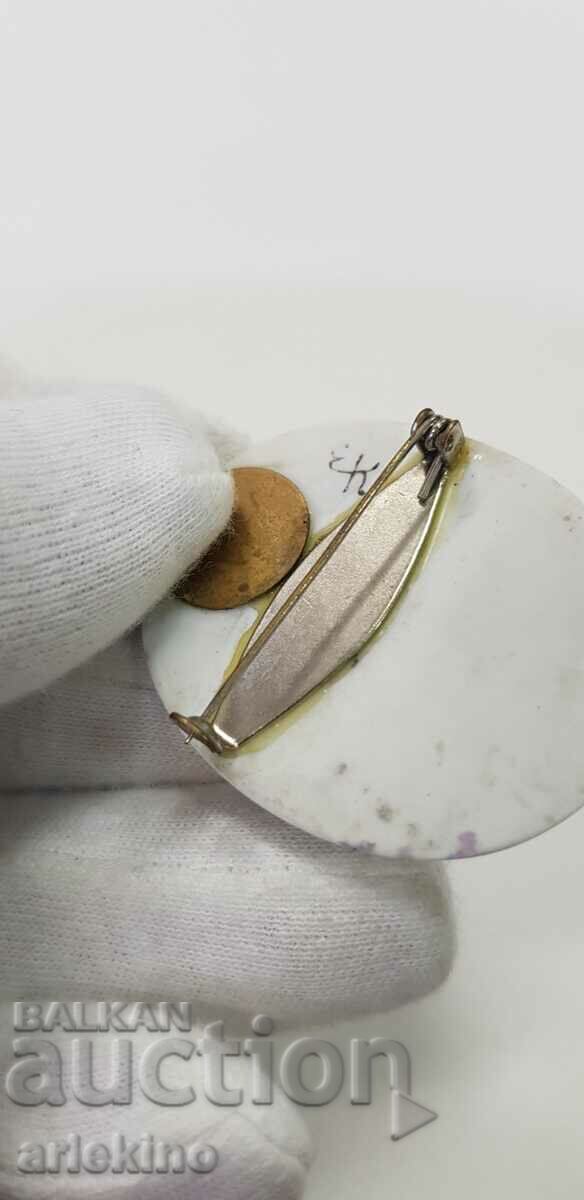 Author's painted porcelain brooch, temple, churches - 6 Author's painted porcelain brooch, temple, churches - 6