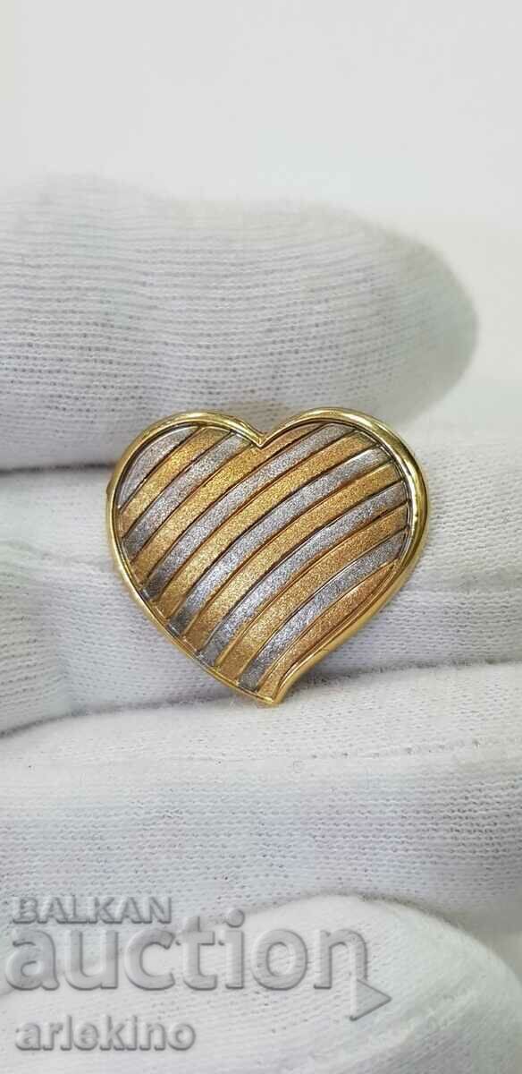 VINTAGE European brooch - heart - 20th century. VINTAGE European brooch - heart - 20th century.