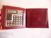 Old wallet with calculator leather wallet for money cards retro