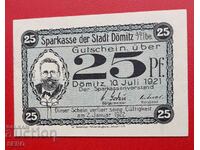 Банкнота-Германия-Мекленбург-Померания-Дьомиц-25 пф 1921