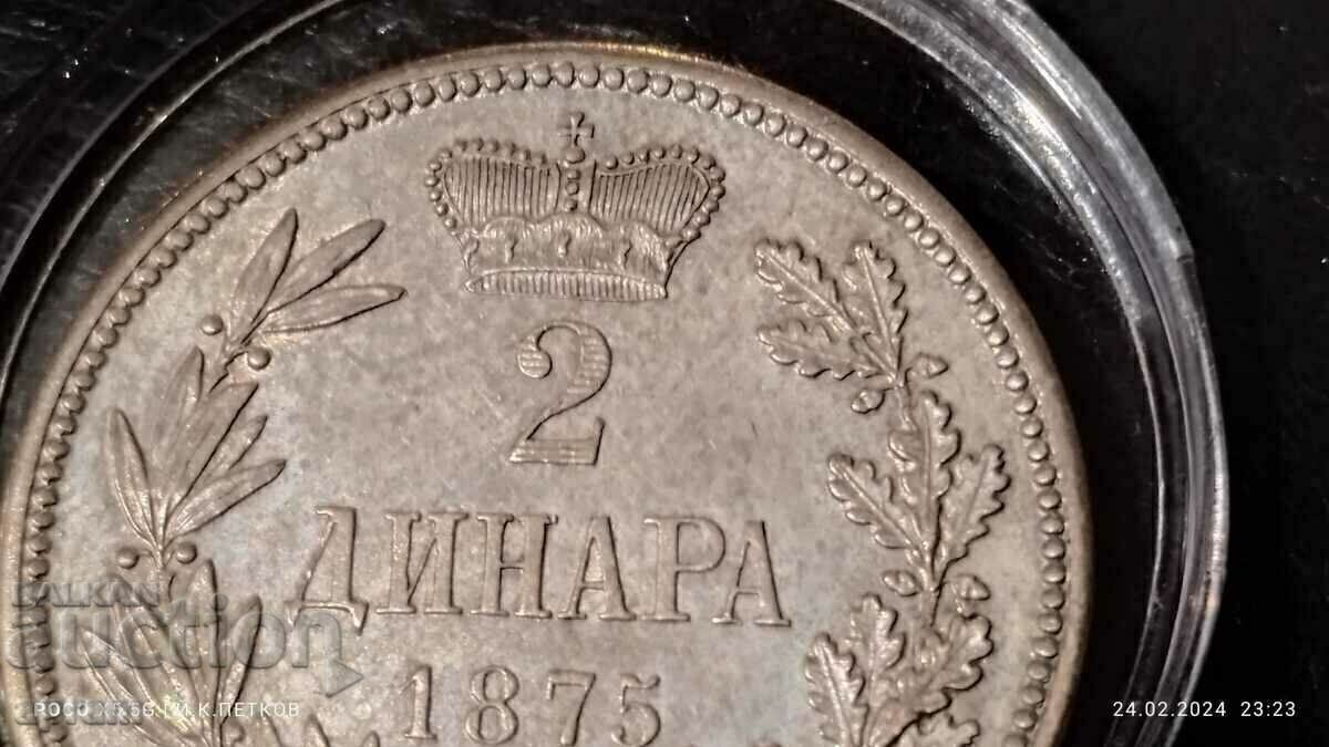 2 dinars 1875. Serbia. with price € 1280.00 | 2503.46 BGN
