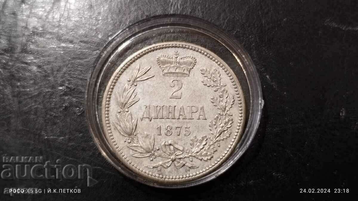 2 dinars 1875. Serbia. - 6 2 dinars 1875. Serbia. - 6