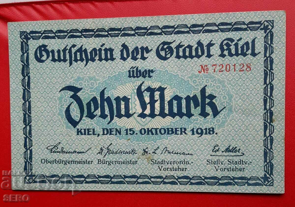 Banknote-Germany-Schleswig-Holstein-Kiel-10 marks 1918