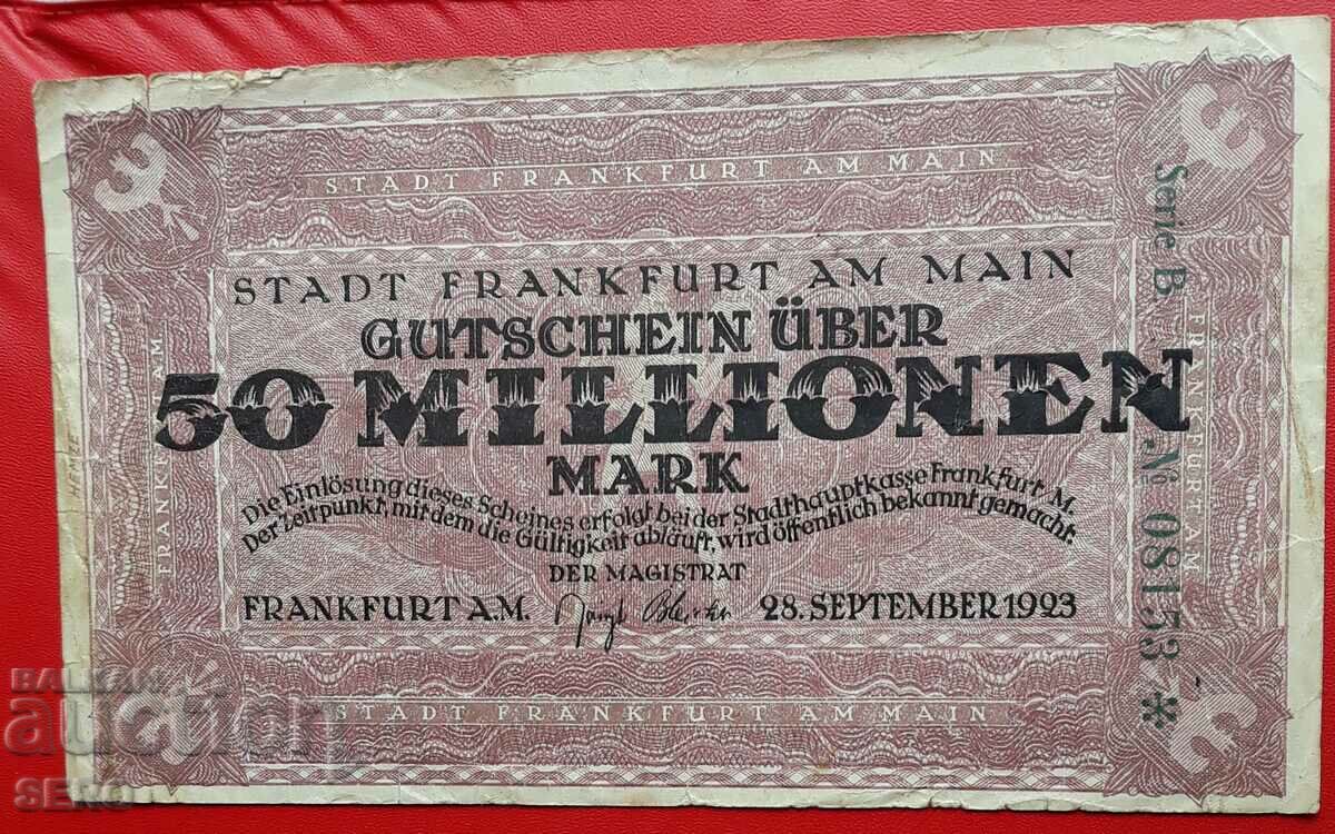 Τραπεζογραμμάτιο-Γερμανία-Έσση-Φρανκφούρτη αμ Μάιν-50.000.000 m.1923