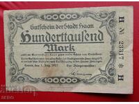 Банкнота-Германия-С.Рейн-Вестфалия-Хаан-100 000 марки 1923