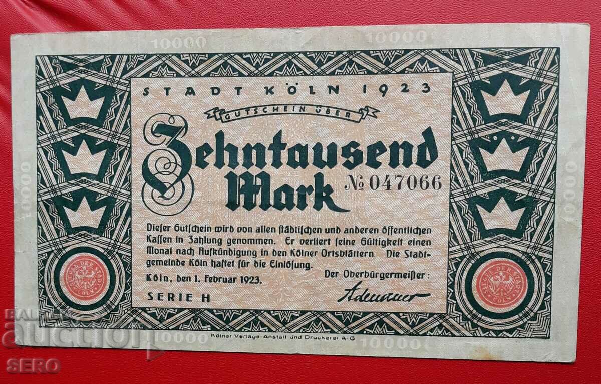 Banknote-Germany-S.Rhine-Westphalia-Cologne-10,000 marks 1923