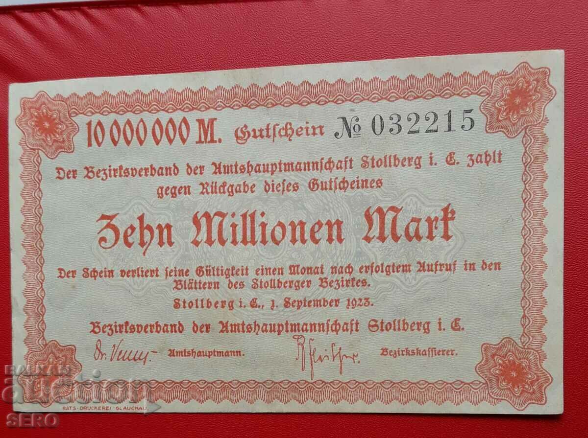 Τραπεζογραμμάτιο-Γερμανία-Σαξονία-Στόλμπεργκ-10.000.000 μάρκα 1923