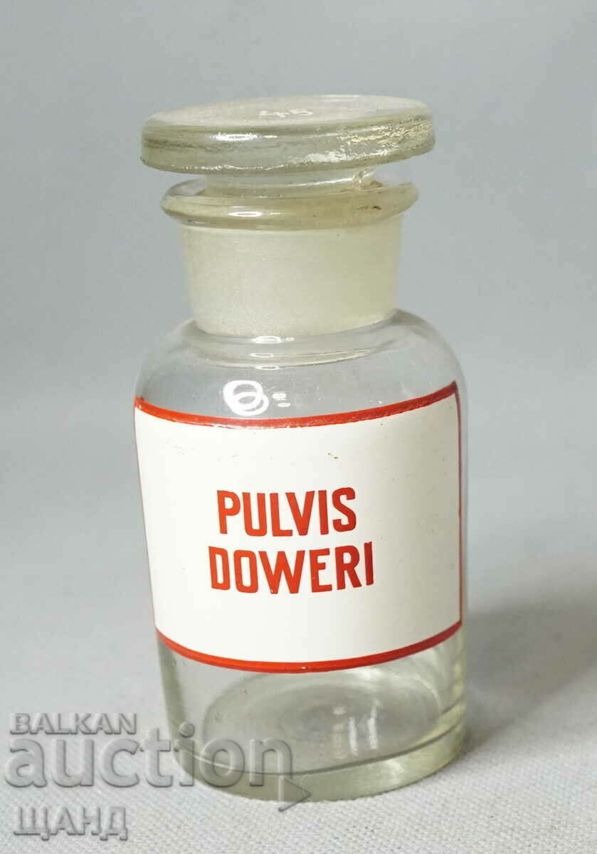 Old Glass Apothecary Bottle Jar Pharmacy PULVIS DOVERI
