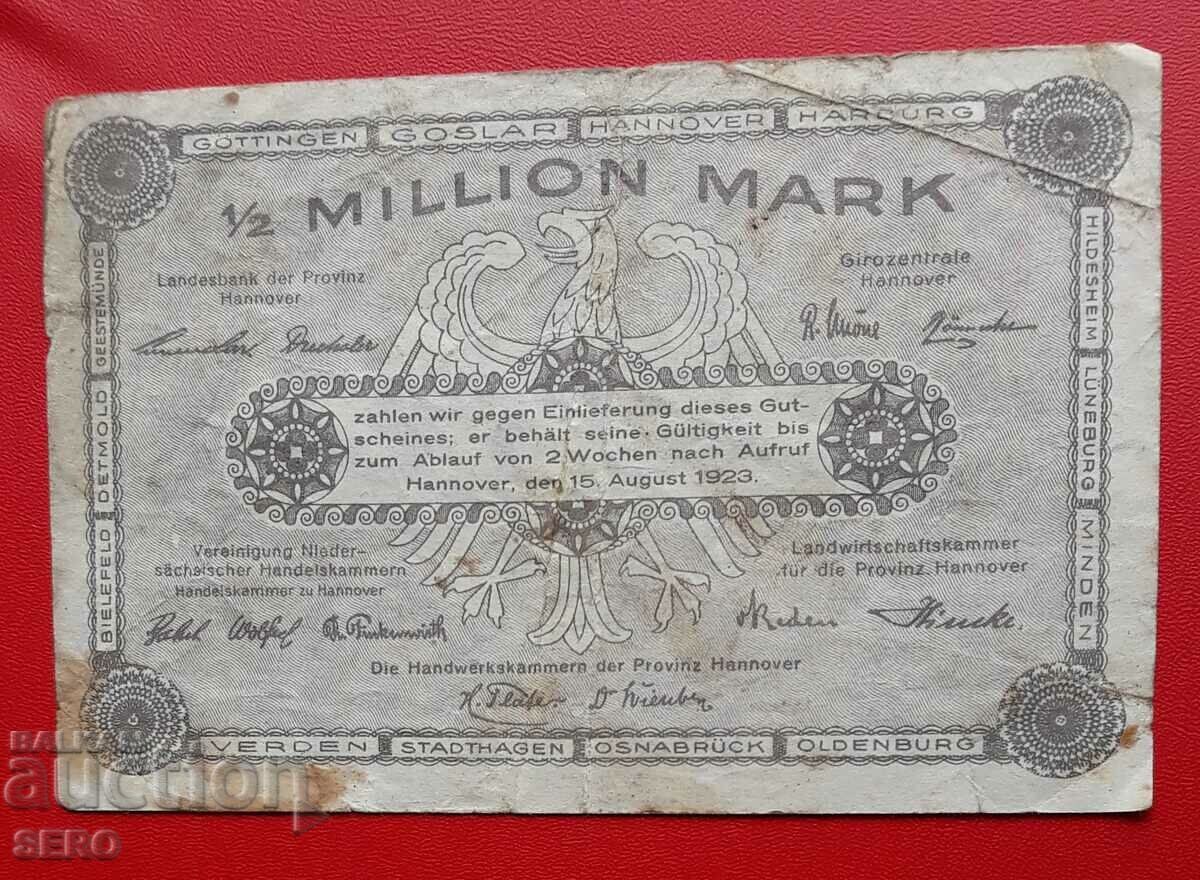 Banknote-Germany-Saxony-Hanover-1/2 million marks 1923