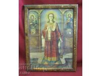 19th century Christian Icon-Color Lithograph "St.Stephania"