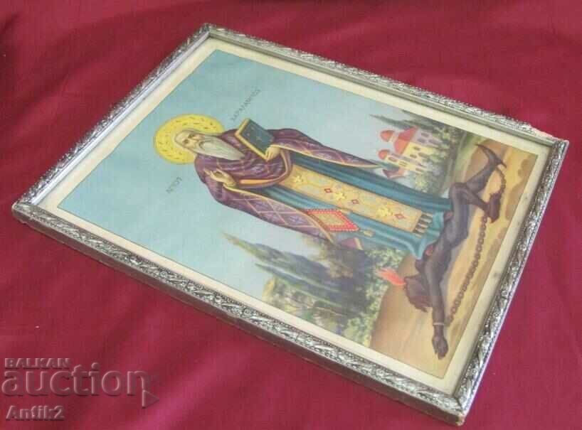 Litografia colorată cu icoană creștină din secolul al XIX-lea „Sf. Haralampi” - 6 Litografia colorată cu icoană creștină din secolul al XIX-lea „Sf. Haralampi” - 6