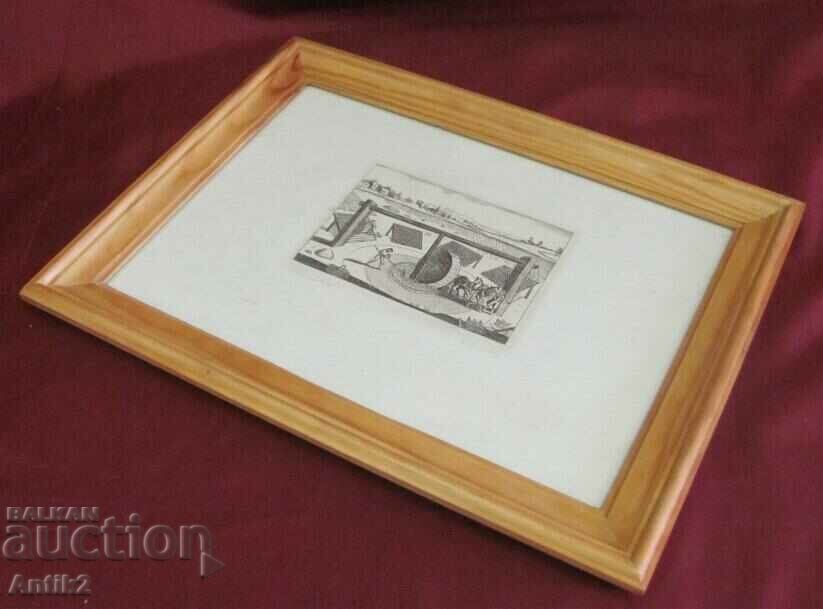 Old Zincography Miniature Signed - 5 Old Zincography Miniature Signed - 5