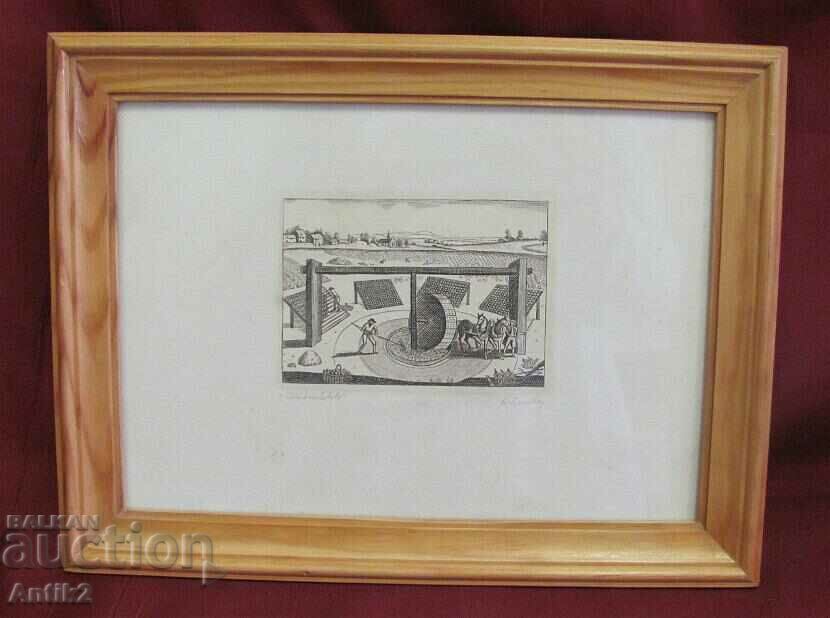 Old Zincography Miniature Signed