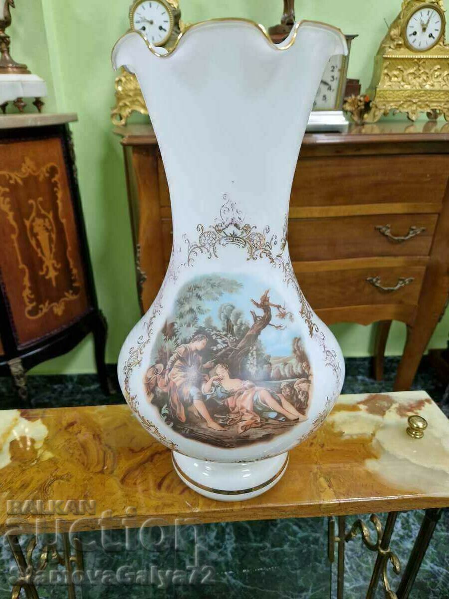Superb Antique Belgian Opaline Vase - 6 Superb Antique Belgian Opaline Vase - 6
