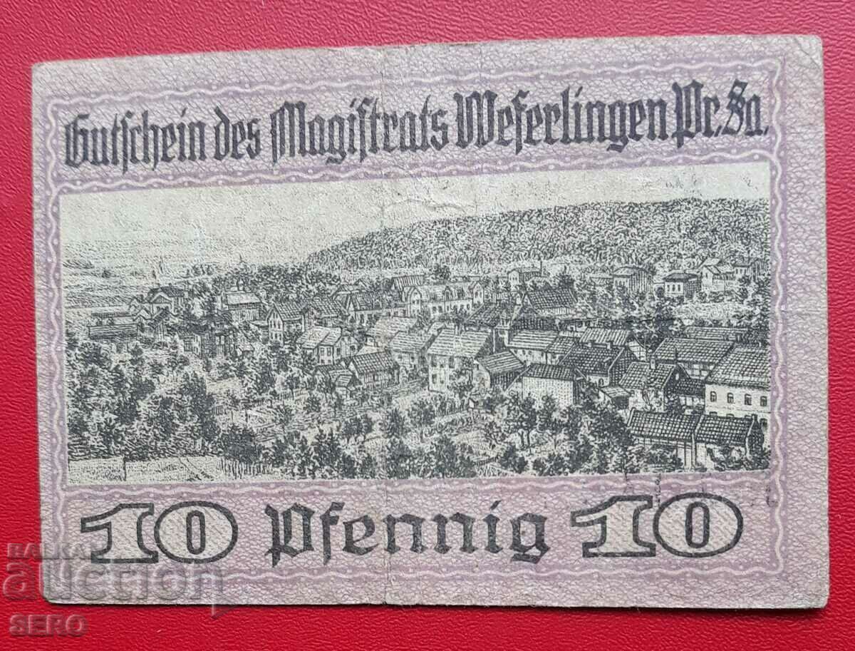 Bancnota-Germania-Saxonia-Wefferlingen-10 Pfennig 1920