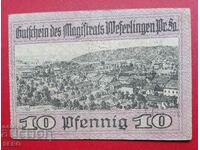 Банкнота-Германия-Саксония-Веферлинген-10 пфенига 1920