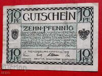 Τραπεζογραμμάτιο-Γερμανία-Σλέσβιχ-Χολστάιν-Ρέντσμπουργκ-10 Pfennig 1918