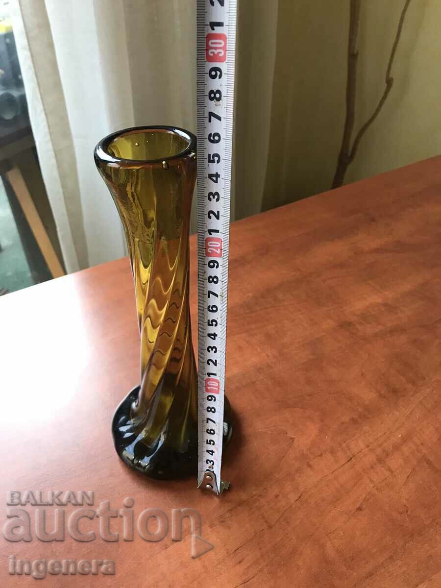 THICK-WALLED RELIEF GLASS VASE FROM SOCA with price 18.00 BGN | € 9.20 THICK-WALLED RELIEF GLASS VASE FROM SOCA with price 18.00 BGN | € 9.20