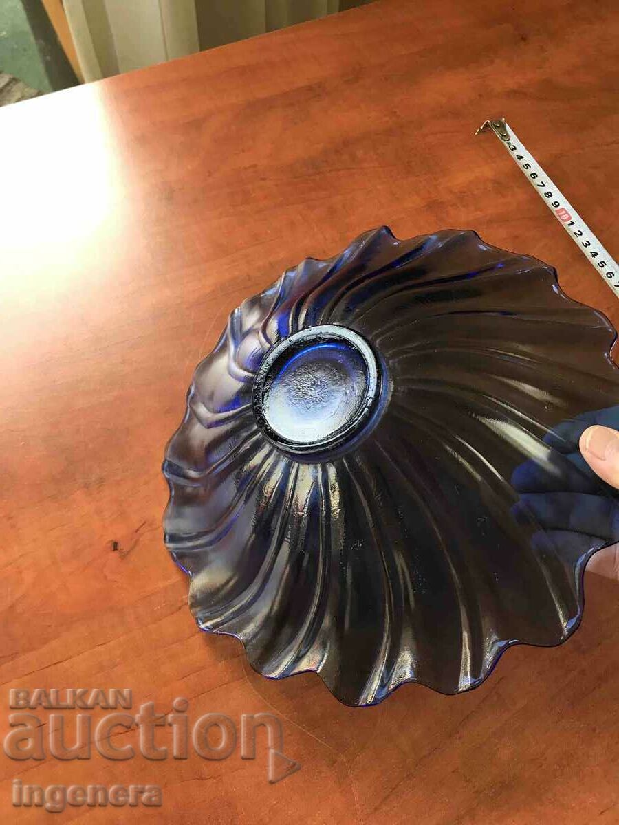 FRUCTIERA SALATIERA THICK EMBOSSED GLASS BULGARIA - 6