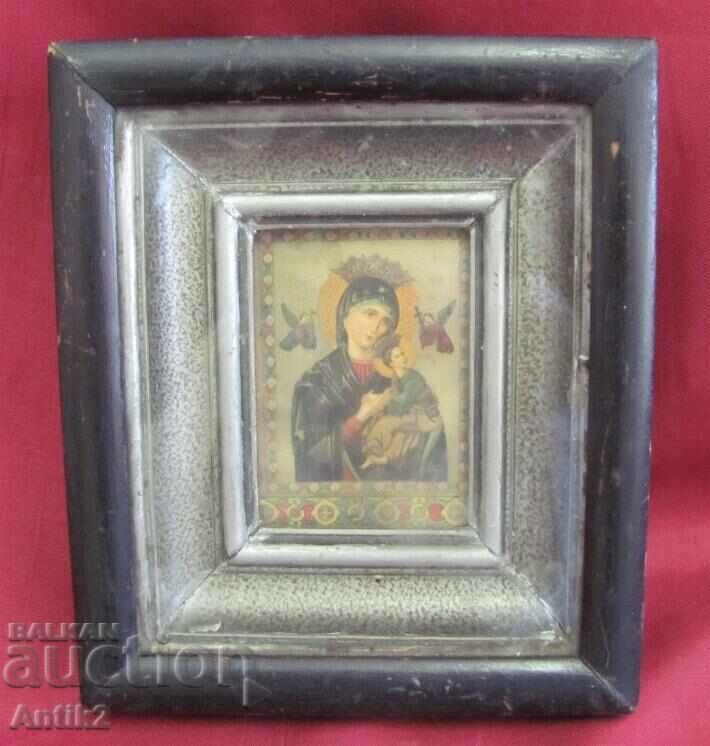 19 век Малка Оригинална Икона - Дева Мария