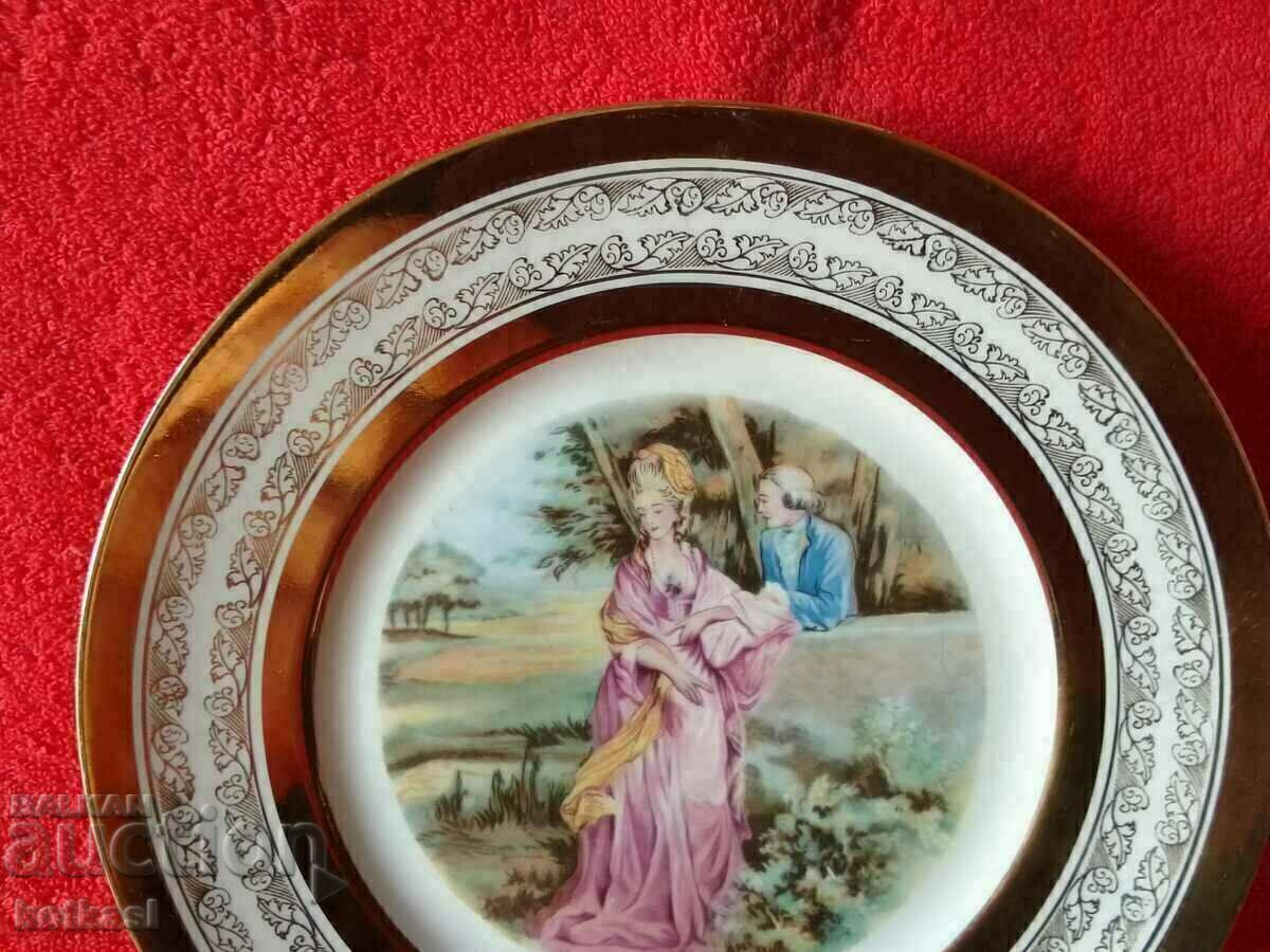 Delivery of Old Porcelain Plate Furstenberg F Gilt Female Male Encounter Delivery of Old Porcelain Plate Furstenberg F Gilt Female Male Encounter