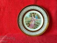 Old Porcelain Plate Furstenberg F Gilt Female Male Encounter