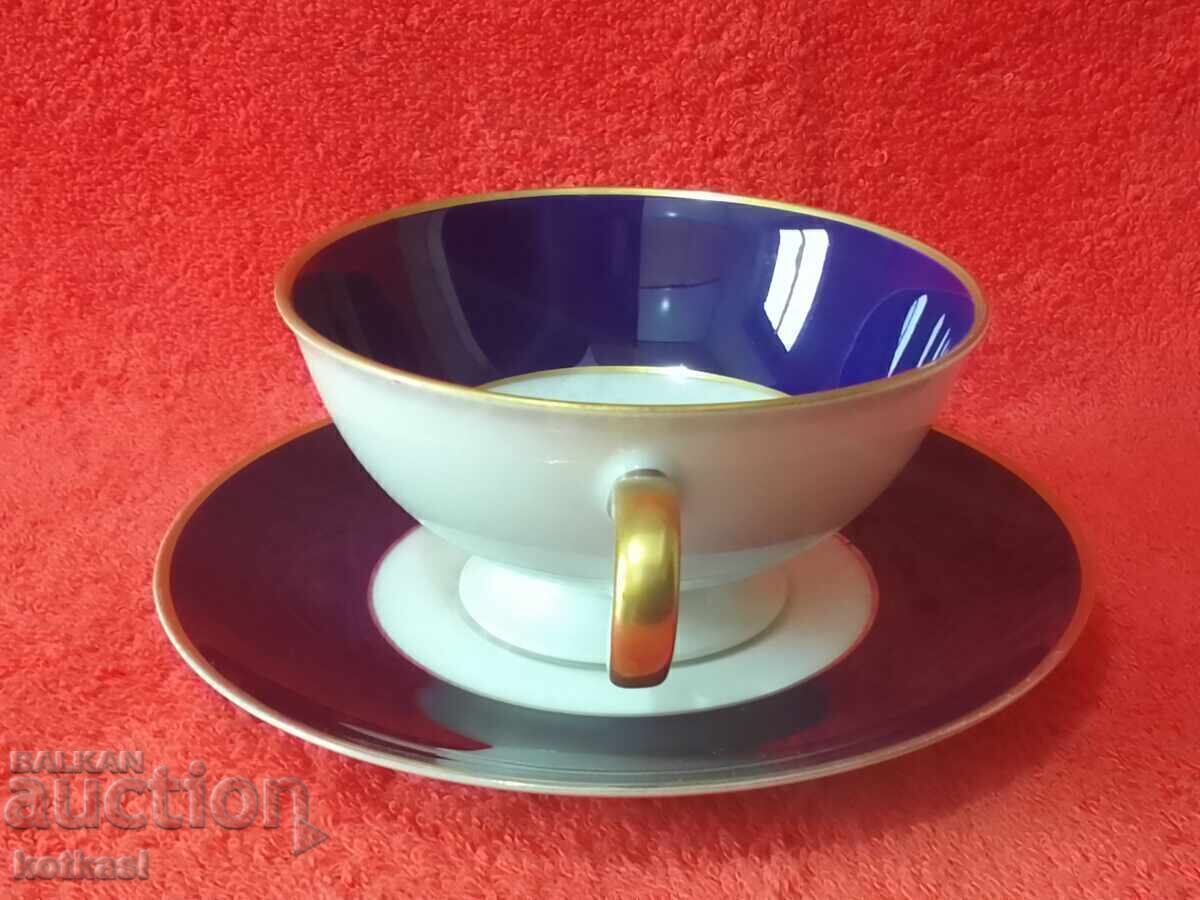 Old Double Set Cup Plate Hutschenruther Cobalt Gilt with price 55.50 BGN | € 28.38 Old Double Set Cup Plate Hutschenruther Cobalt Gilt with price 55.50 BGN | € 28.38