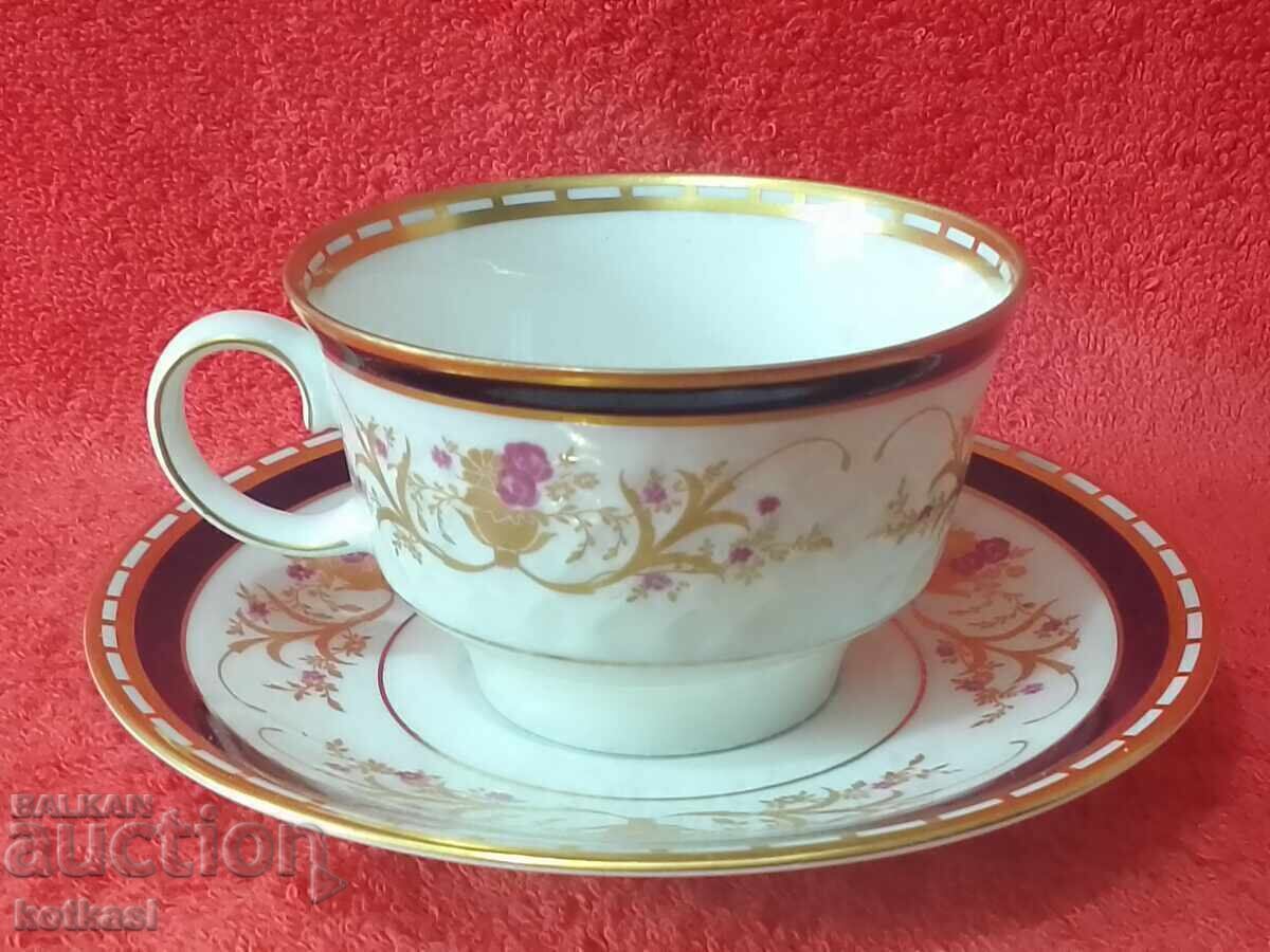 Auction Old Porcelain Double Set Cup Plate R Gilt Cobalt GDR GDR Auction Old Porcelain Double Set Cup Plate R Gilt Cobalt GDR GDR