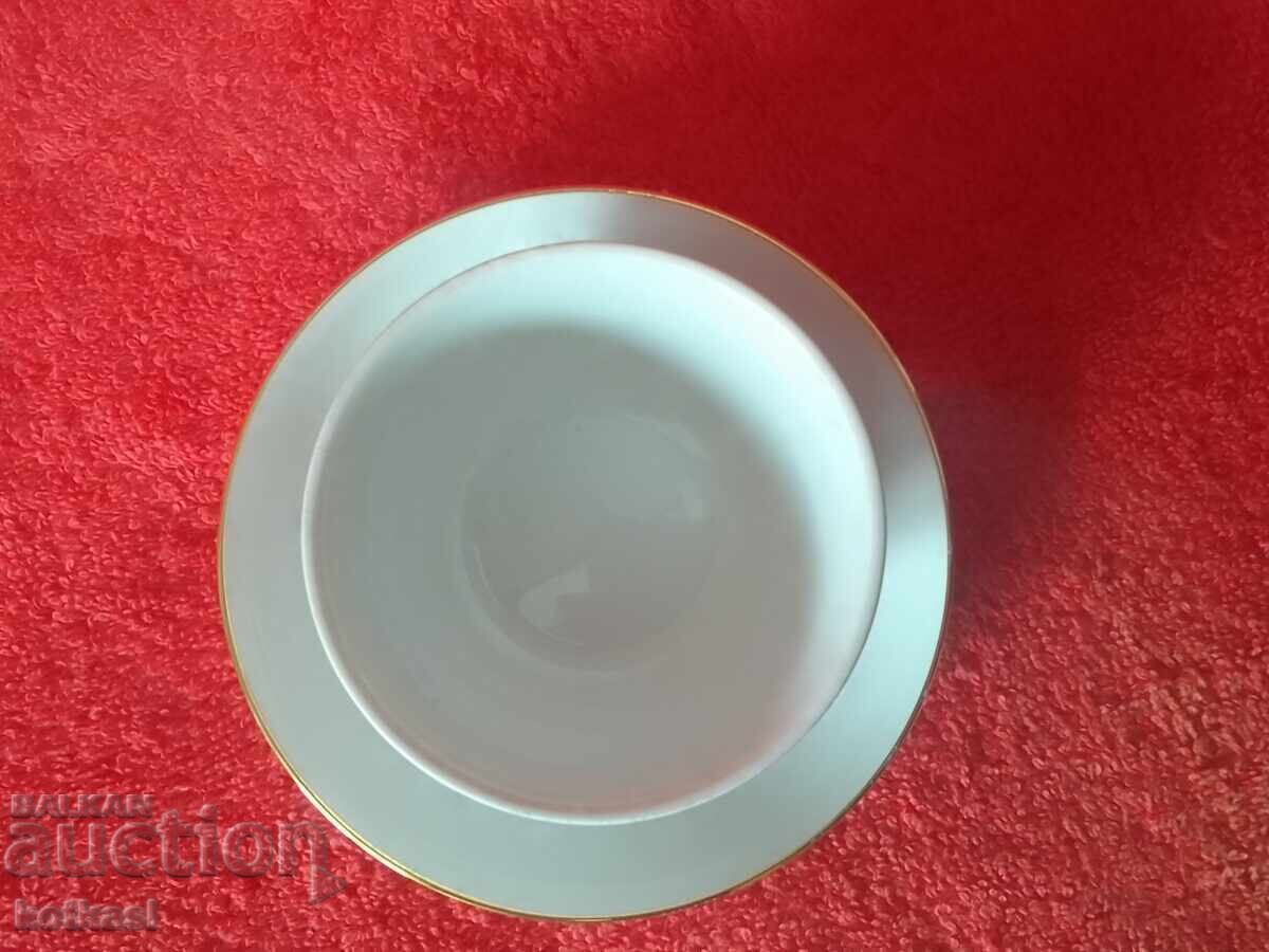 Set dublu porțelan vechi farfurie ceașcă aurire Furstenberg Mocha - 6