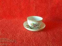 Old porcelain double set cup plate gilt Furstenberg F