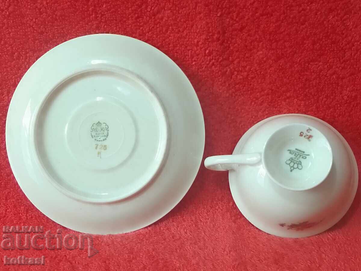 Old porcelain double set cup plate gilding Alka Kunst collection - 5 Old porcelain double set cup plate gilding Alka Kunst collection - 5