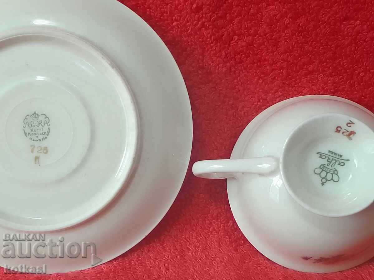 Old porcelain double set cup plate gilding Alka Kunst collection - 6 Old porcelain double set cup plate gilding Alka Kunst collection - 6