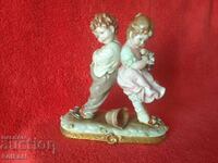 Old porcelain figure Children Boy and Girl author