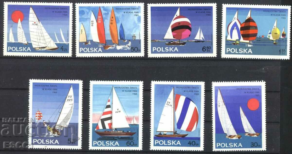Чисти марки Лодки Ветроходна регата 1965 от Полша