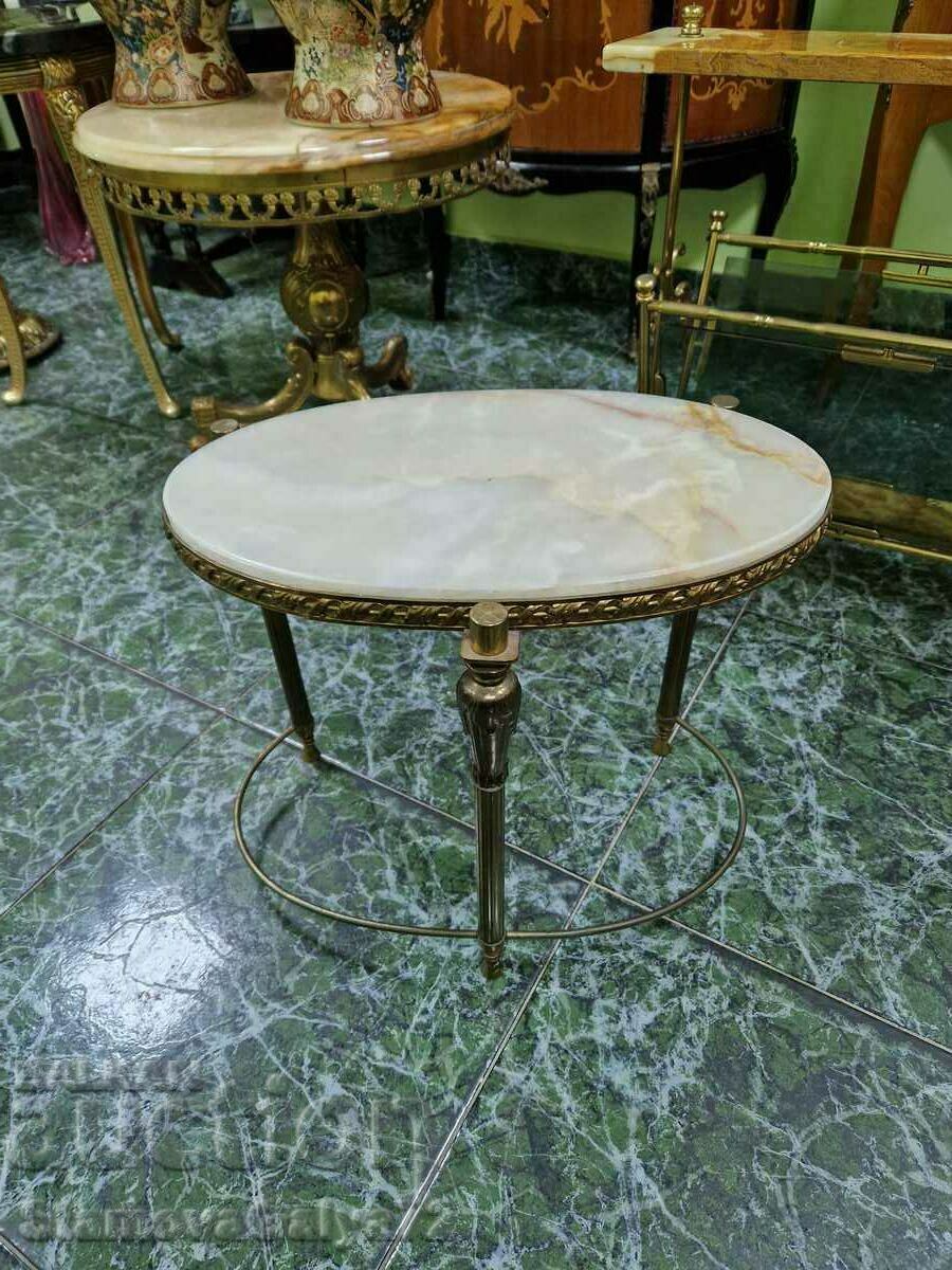 A lovely antique French bronze onyx side table