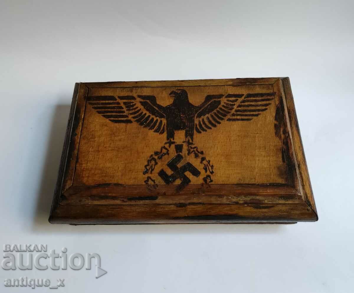 Handmade old German wooden box