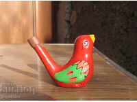 old Bulgarian folk ceramic whistle ocarina bird