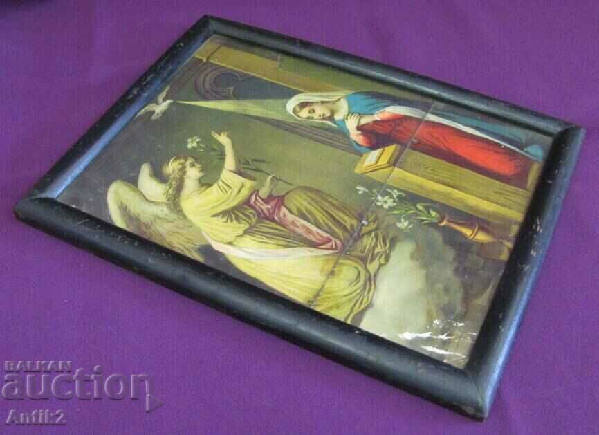 Auction 19th century Original Chromolithograph Painting-Virgin Mary Auction 19th century Original Chromolithograph Painting-Virgin Mary