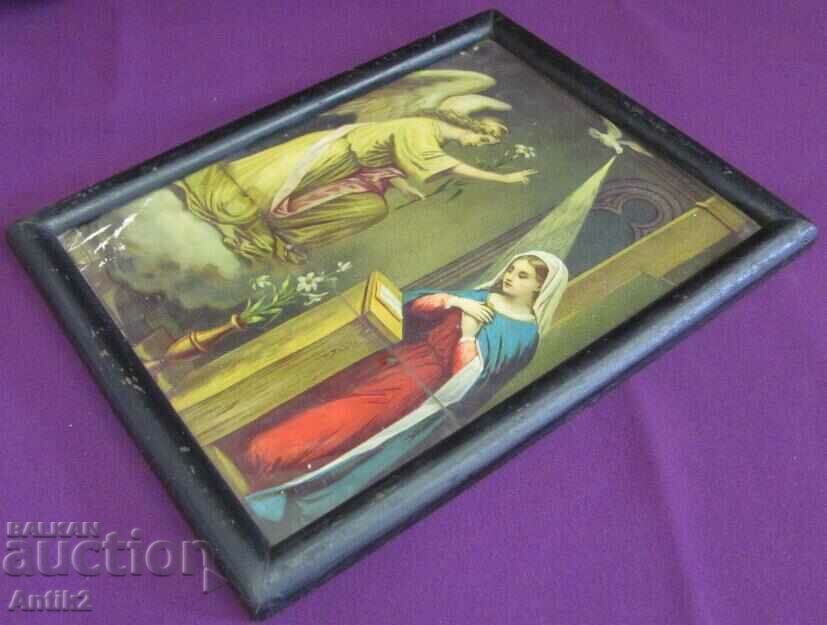 Delivery of 19th century Original Chromolithograph Painting-Virgin Mary Delivery of 19th century Original Chromolithograph Painting-Virgin Mary