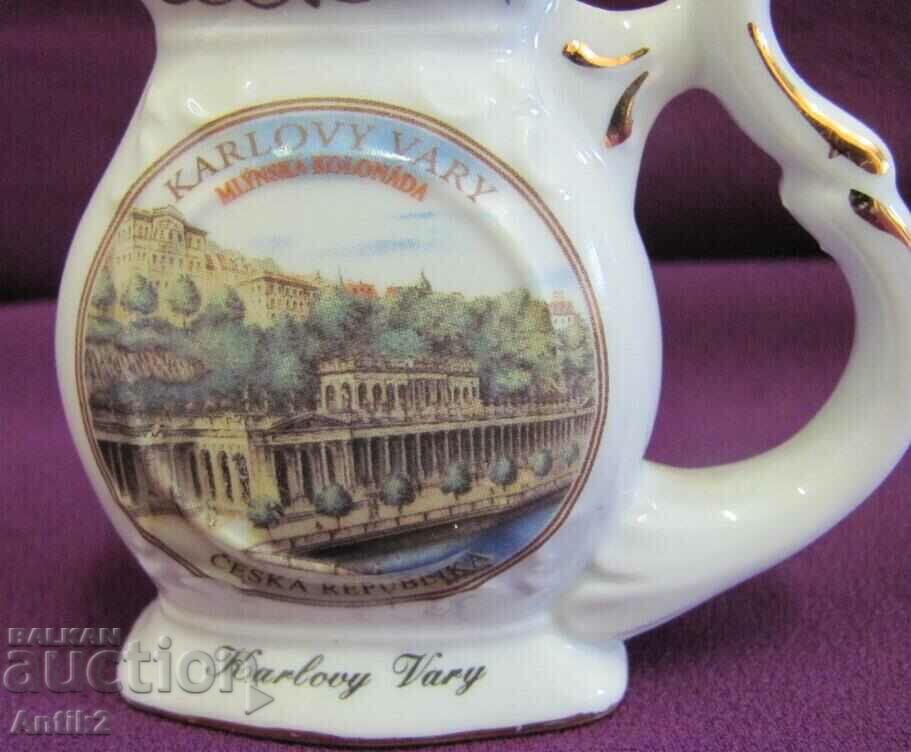 Hranitoare din porțelan antic cu Karlovy Vary Gilt - 5