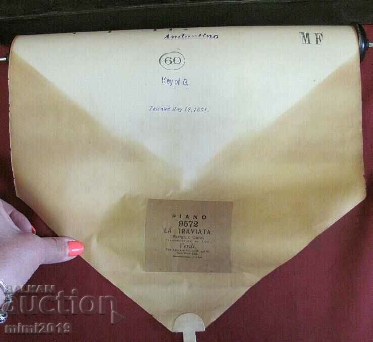 19th century 1891 Punch Card for Laterna Music - "La Traviata" with price 350.00 BGN | € 178.95 19th century 1891 Punch Card for Laterna Music - "La Traviata" with price 350.00 BGN | € 178.95