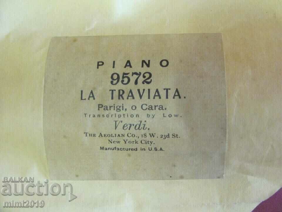 Delivery of 19th century 1891 Punch Card for Laterna Music - "La Traviata" Delivery of 19th century 1891 Punch Card for Laterna Music - "La Traviata"