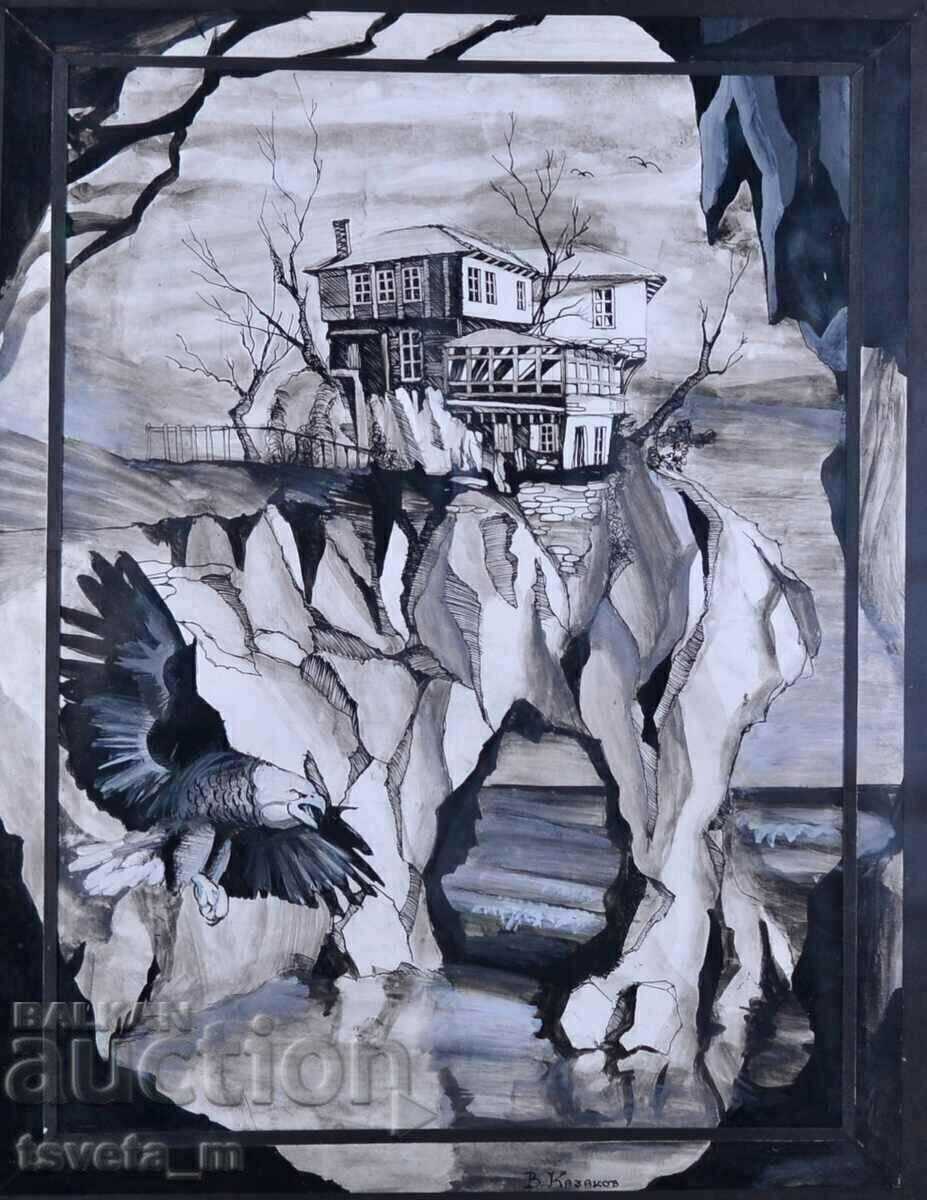 Ζωγραφική με ακουαρέλα/μελάνη, τέχνη. Volodya Kazakov, υπογεγραμμένος με τιμή € 60.00 | 117.35 BGN Ζωγραφική με ακουαρέλα/μελάνη, τέχνη. Volodya Kazakov, υπογεγραμμένος με τιμή € 60.00 | 117.35 BGN