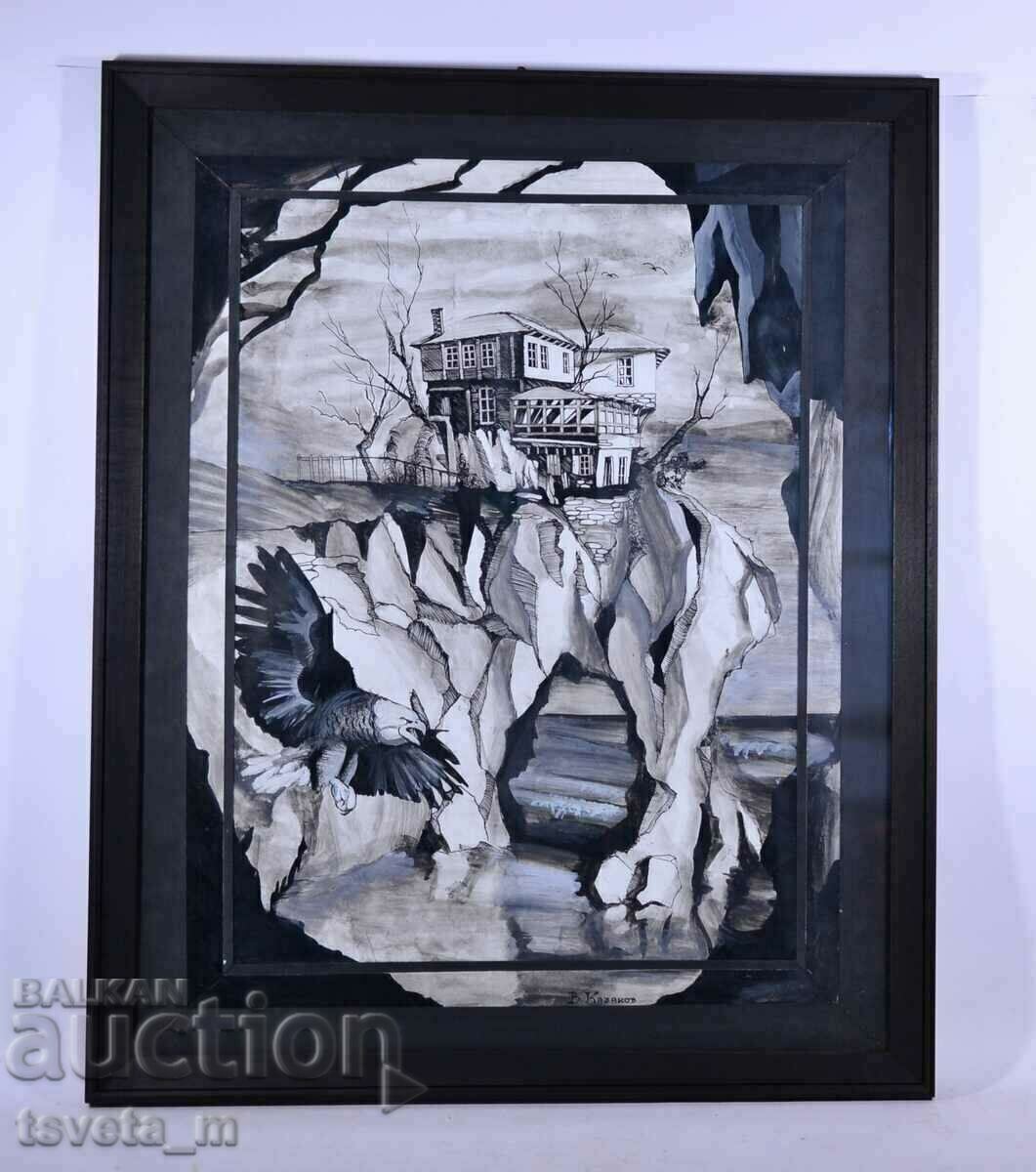 Ζωγραφική με ακουαρέλα/μελάνη, τέχνη. Volodya Kazakov, υπογεγραμμένος Ζωγραφική με ακουαρέλα/μελάνη, τέχνη. Volodya Kazakov, υπογεγραμμένος