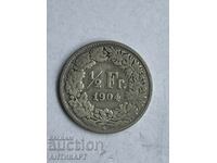#2 сребърна монета 1/2 франк сребро Швейцария 1904