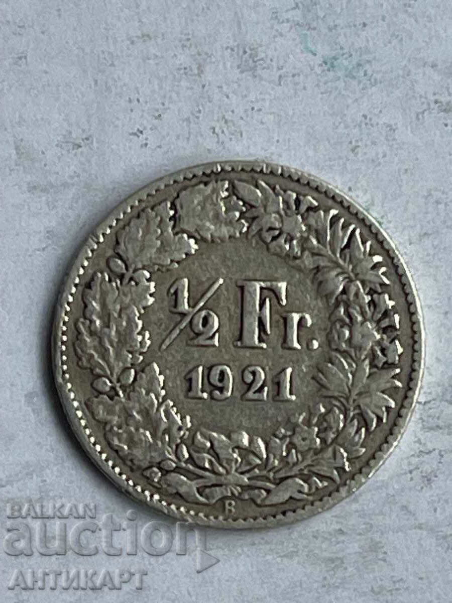 monedă de argint 1/2 franc argint Elveția 1921