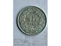 сребърна монета 1/2 франк сребро Швейцария 1944