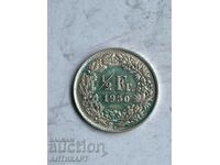 сребърна монета 1/2 франк сребро Швейцария 1950