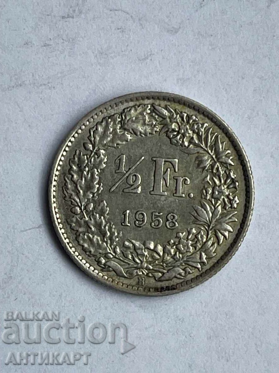silver coin 1/2 franc silver Switzerland 1958